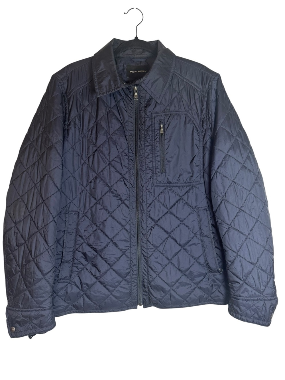 Banana Republic Diamond-Quilt Navy Puffer Large Jacket - Men's